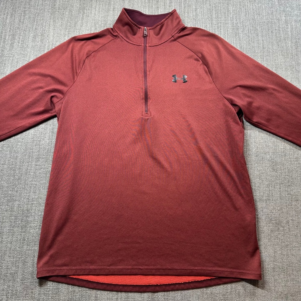 Under Armour Pullover Mens Medium Maroon  1/4 Zip Heatgear 1328495